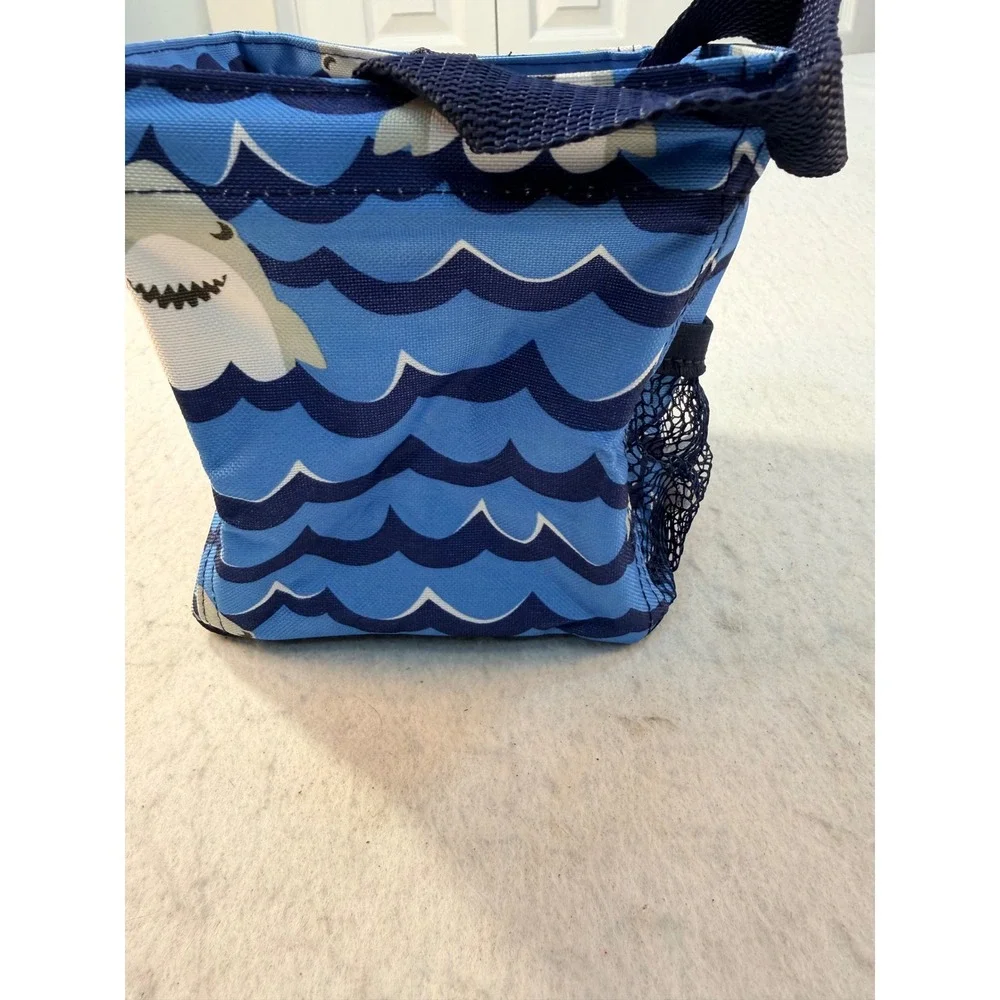 Thirty-One Littles Carry-All Caddy Blue Shark Wave Print Mini Tote Organizer
